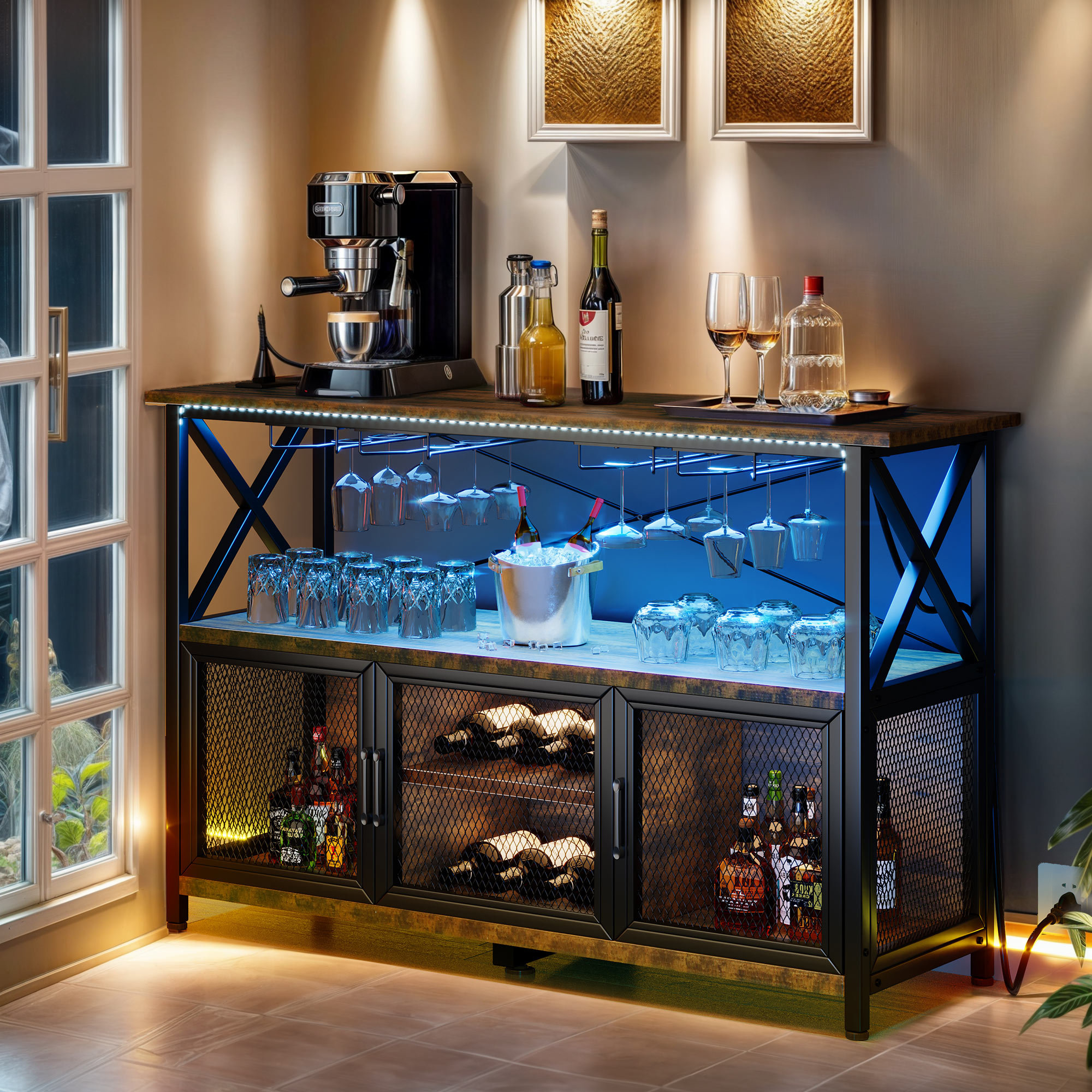Ronald 55.1 Bar Cabinet Laurel Foundry Modern Farmhouse Color Black